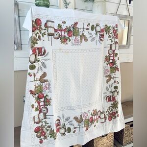 Vintage Harvest Farmhouse Tablecloth Rooster Apples County Fair Oct 23 51x45